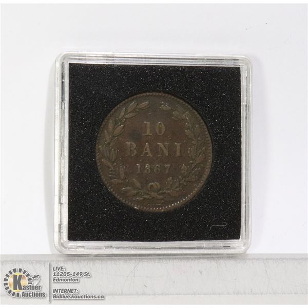 ROMANIA 1867 10 BANI LARGE COPPER COIN