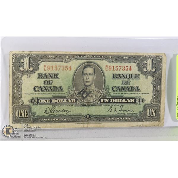1937 BANK OF CANADA $1 DOLLAR NOTE