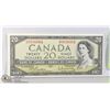 Image 1 : CRISP 1954 BANK OF CANADA $20 DOLLARS NOTE