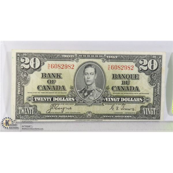 1937 BANK OF CANADA $20 DOLLARS NOTE