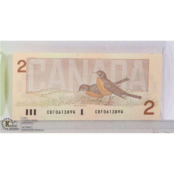 1986 2 DOLLAR BILL, MINT, UNCIRCULATED