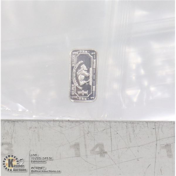 1 GRAM FINE .999 SILVER BUFFALO ART BAR