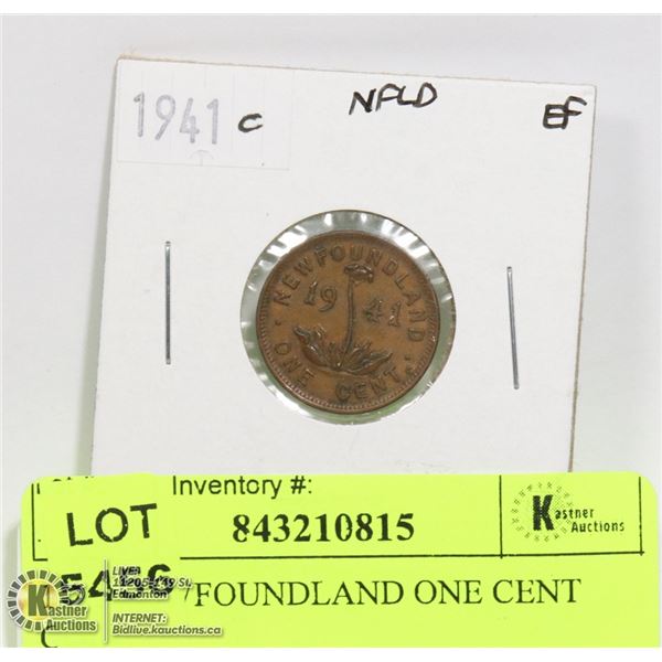 1941 NEWFOUNDLAND ONE CENT COIN