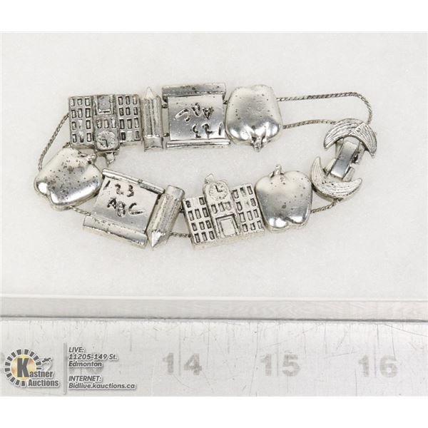 SCHOOL TEACHER BRACELET WITH VARIOUS CHARMS