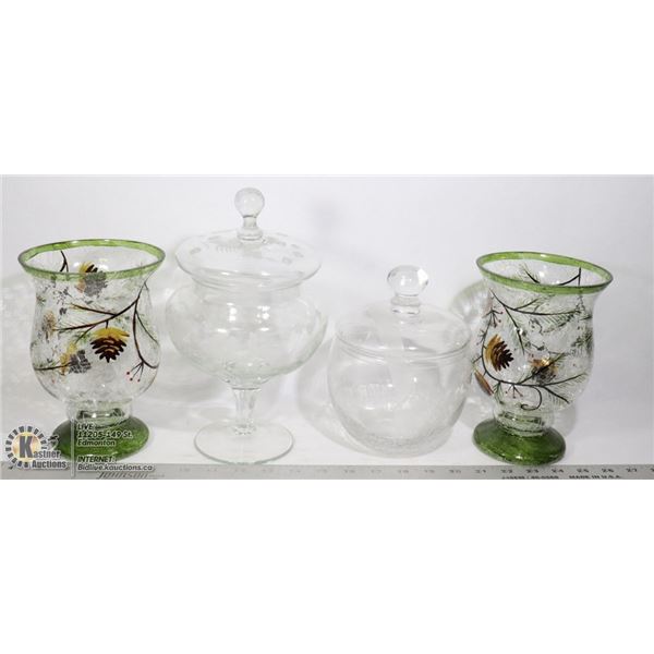 BOX OF VINTAGE GLASS HOME DECOR
