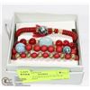 Image 1 : BOX WITH 4 BRACELETS BLUE & RED STONES