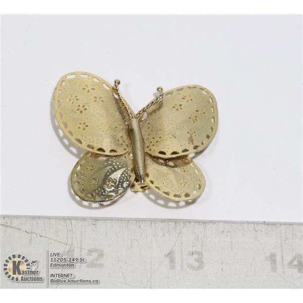 GOLD TONE BUTTERFLY BROOCH