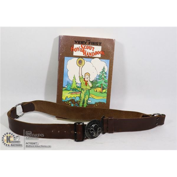 VINTAGE BOY SCOUT LEATHER BELT & 1975 BOY SCOUT