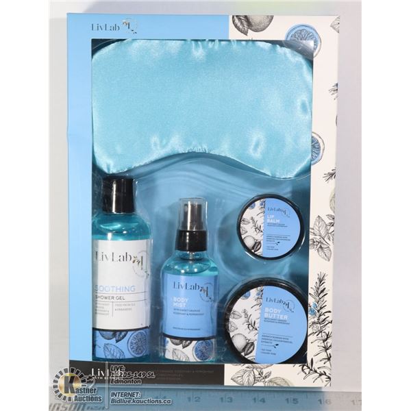 NEW LIVLAB 5PC BATH SET (BERGAMOT, LIME, HO LEAF,