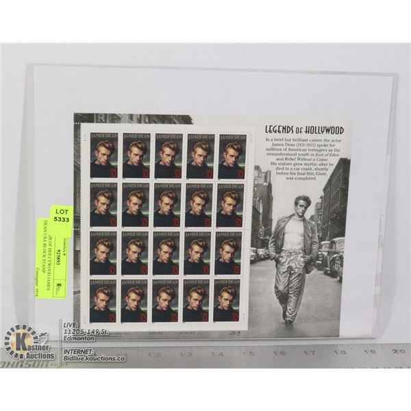 LEGENDS OF HOLLYWOOD JAMES DEAN USA BLOCK STAMP