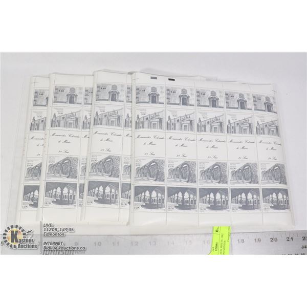 4 STAMP BLOCK SHEETS. 1982 MEXICO MONUMENTOS