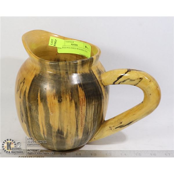 CARVED POLISHED WOODEN JUG
