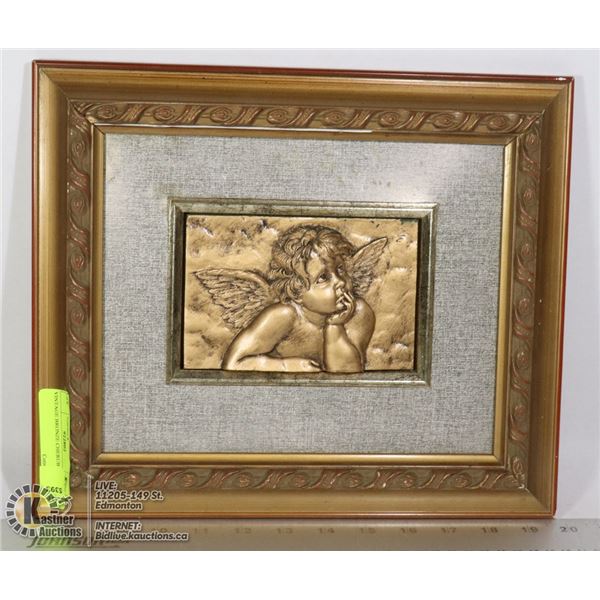 VINTAGE BRONZE CHERUB PICTURE