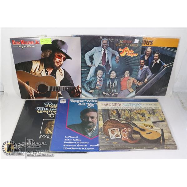 BUNDLE OF 6 COUNTRY RECORDS INCLUDING HANK