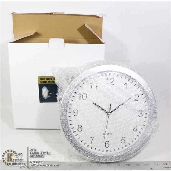 NEW 10" WALL CLOCK WITH HIDDEN STORAGE SPACE