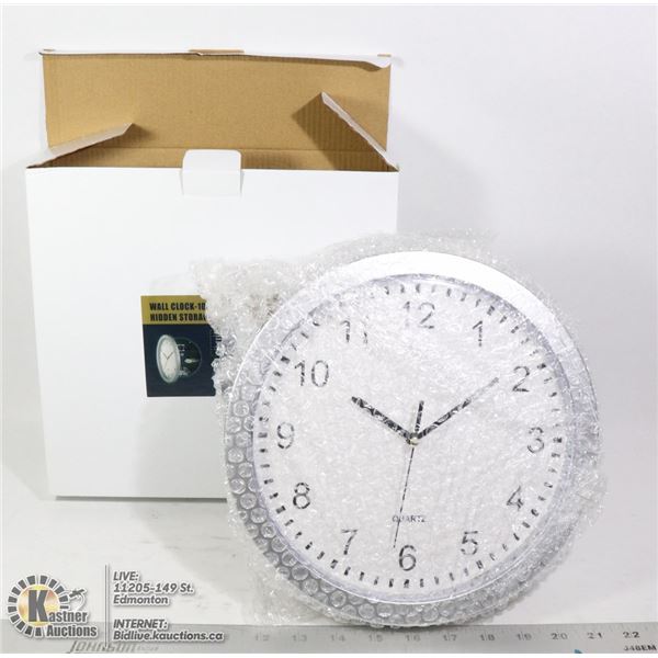 NEW 10" WALL CLOCK WITH HIDDEN STORAGE SPACE