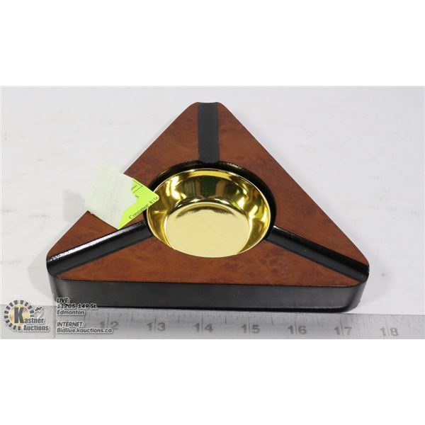ASH-CA-3  DARK BURL FINISH - 3 CIGAR ASHTRAY