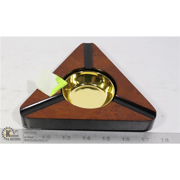 ASH-CA-3  DARK BURL FINISH - 3 CIGAR ASHTRAY