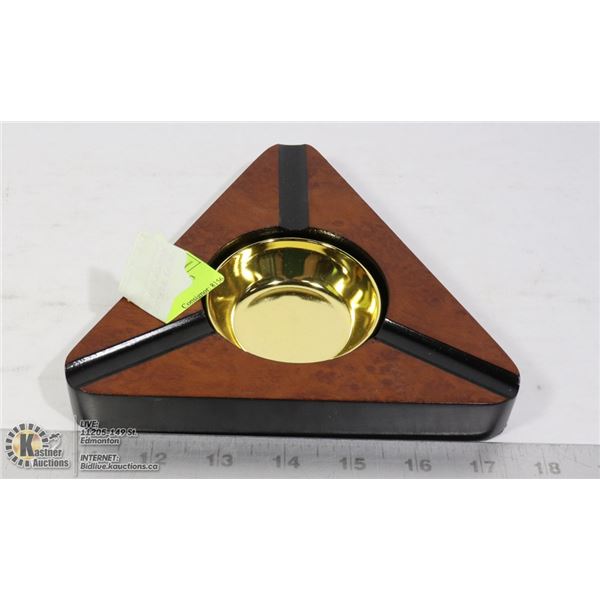 ASH-CA-3  DARK BURL FINISH - 3 CIGAR ASHTRAY