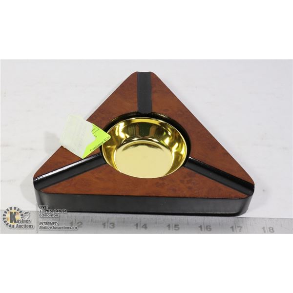 ASH-CA-3  DARK BURL FINISH - 3 CIGAR ASHTRAY