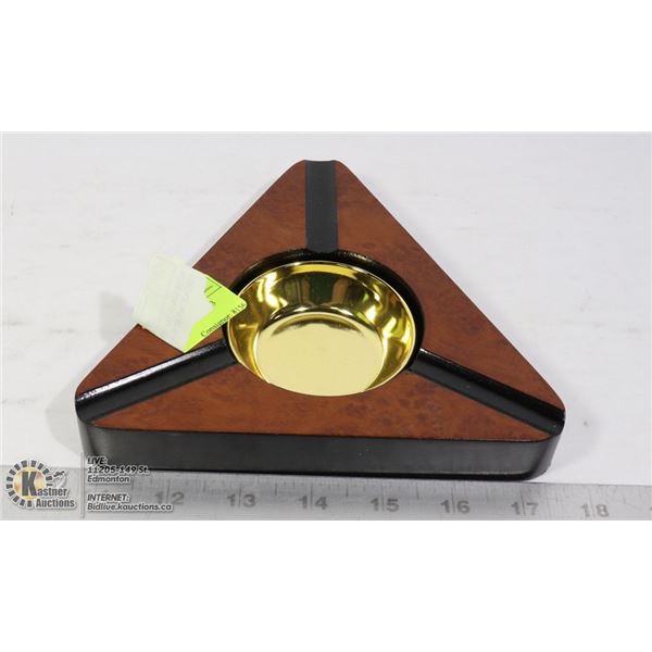 ASH-CA-3  DARK BURL FINISH - 3 CIGAR ASHTRAY