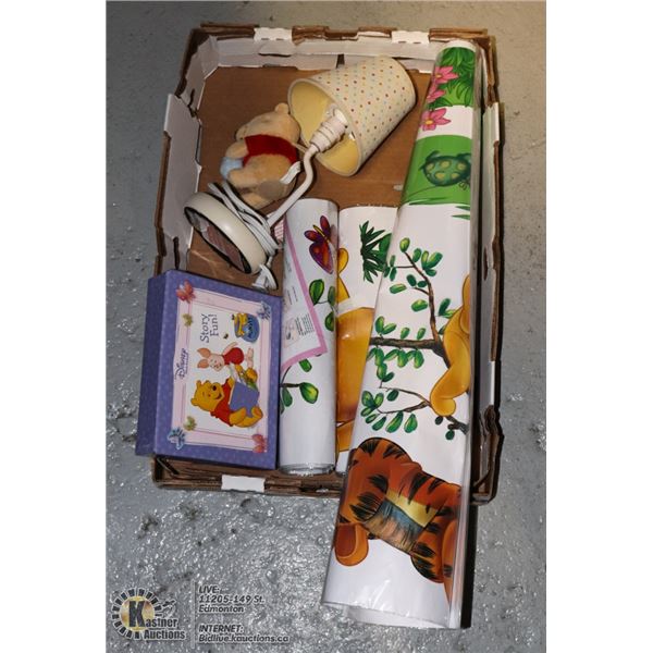 WINNIE THE POOH WALL DECALS, LAMP, AND BOX