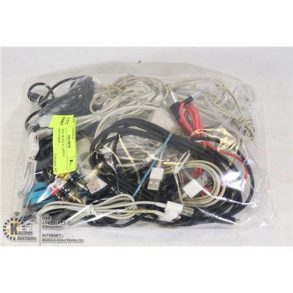 LARGE BAG WITH 22 APPLE CHARGER CORDS -