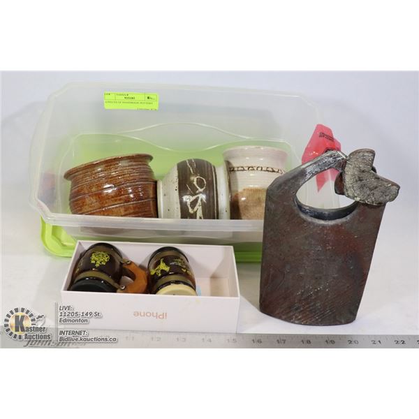 4 PIECES OF HANDMADE POTTERY