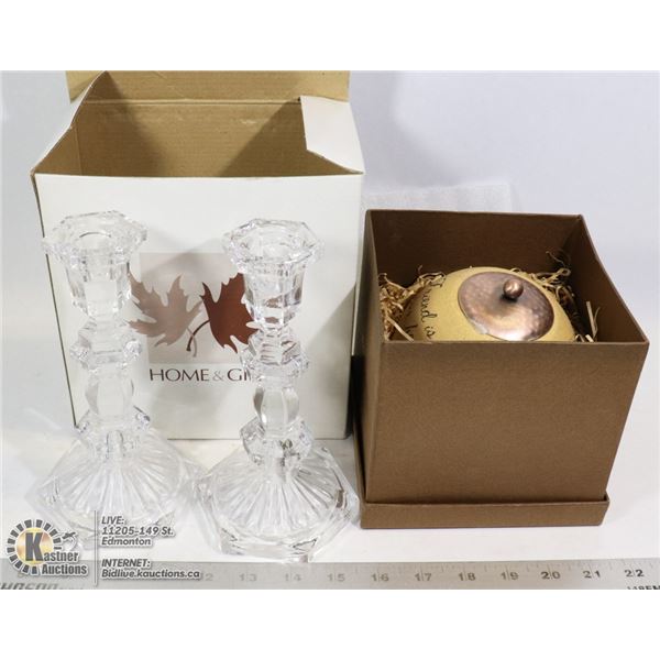 HOME & GIFT PILLAR CANDLE HOLDER & CANDLE- NEW IN