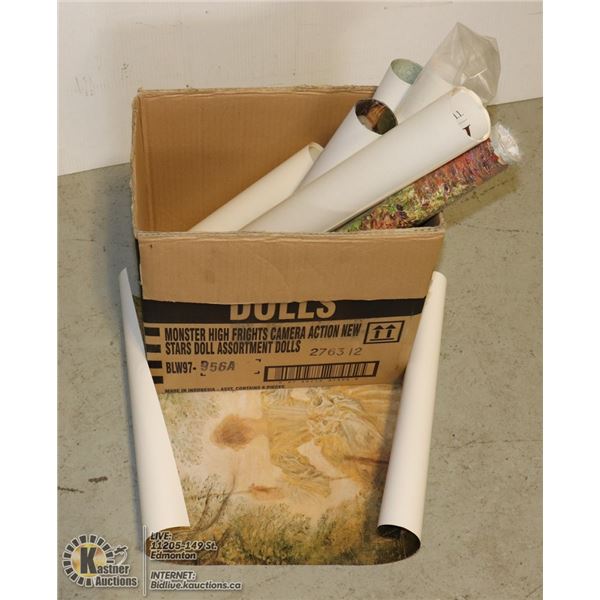 BOX OF VINTAGE ART EXHIBITION POSTERS INCL. MONET,