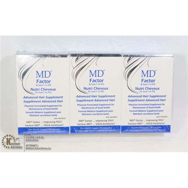 THREE BOXES OF MD FACOR NUTRI CHEVEUX ADVANCED