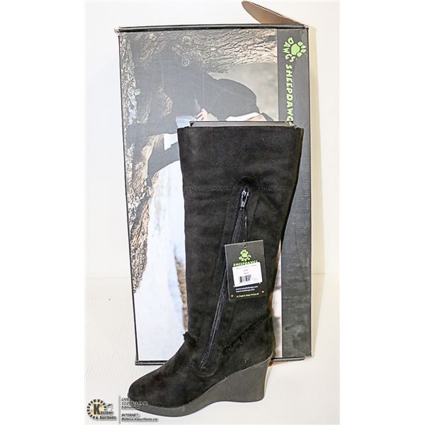 DAWGS WOMENS FASHION 15" WEDGE BOOTS BLACK