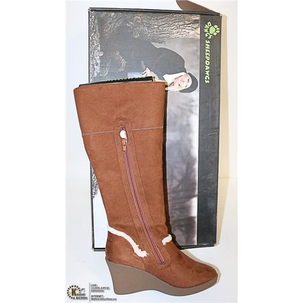 DAWGS WOMENS FASHION 15" WEDGE BOOTS CHESTNUT