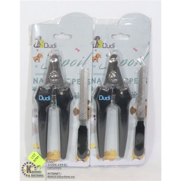 TWO SETS OF PET NAIL CLIPPERS AND FILES
