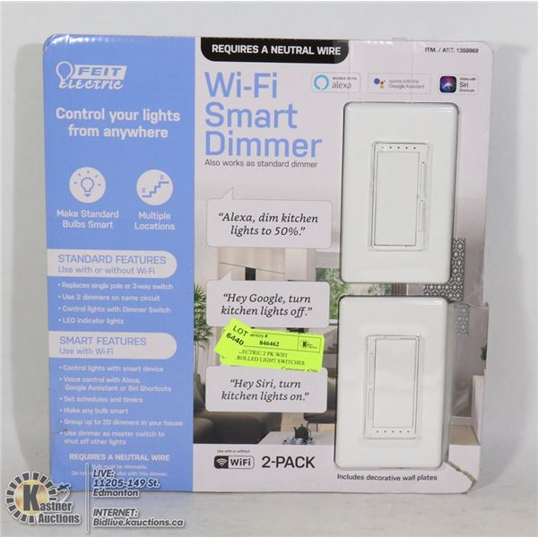 FEIT ELECTRIC 2 PK WIFI CONTROLLED LIGHT SWITCHES