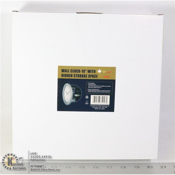 NEW 10" WALL CLOCK WITH HIDDEN STORAGE SPACE