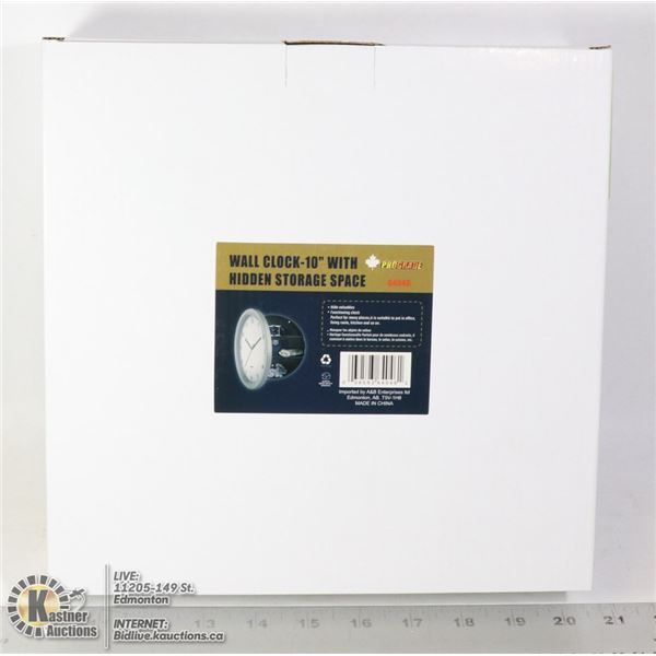 NEW 10" WALL CLOCK WITH HIDDEN STORAGE SPACE