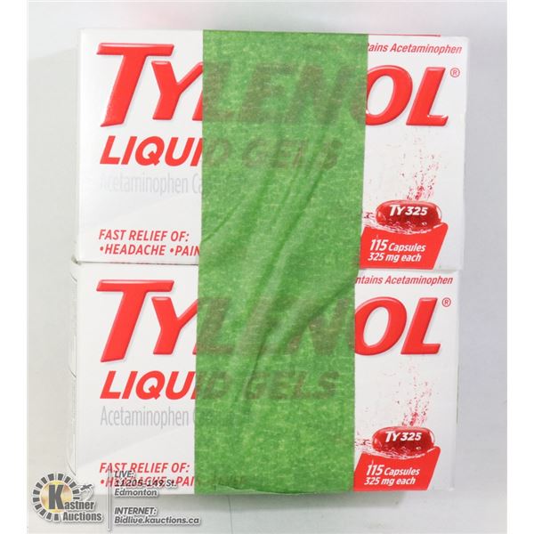 2 BOXES OF 115 PC GEL-CAPS TYLENOL
