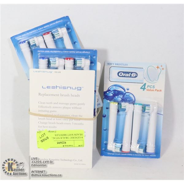 8 GENERIC ORALB VITALITY BRUSH HEADS SOFT BRISTLES
