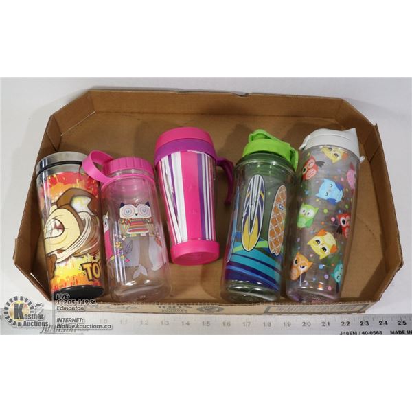 FLAT OF USED TRAVEL DRINK CONTAINERS