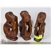 Image 1 : 3 WOODEN SCULPTURES: HEAR NO EVIL ETC