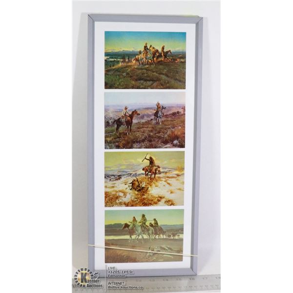 4 VINTAGE CHARLES MARION RUSSELL POSTCARDS 1940'S