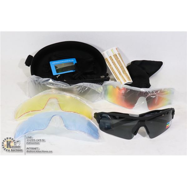 SPORTS SUNGLASSES WITH EXTRA LENSES AND