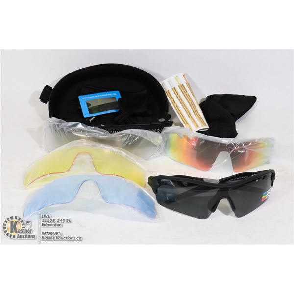 SPORTS SUNGLASSES WITH EXTRA LENSES AND
