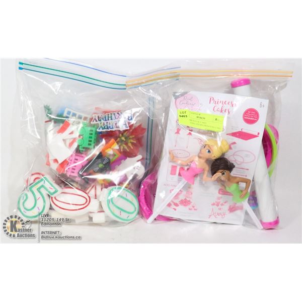 ASSORTMENT OF CAKE DECORATING ITEMS, PRINCESS CAKE