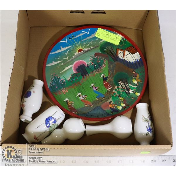 SMALL VASES  WITH PAINTING PLATE