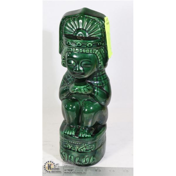 VINTAGE GREEN TIKI/MAYAN KAHLUHA BOTTLE