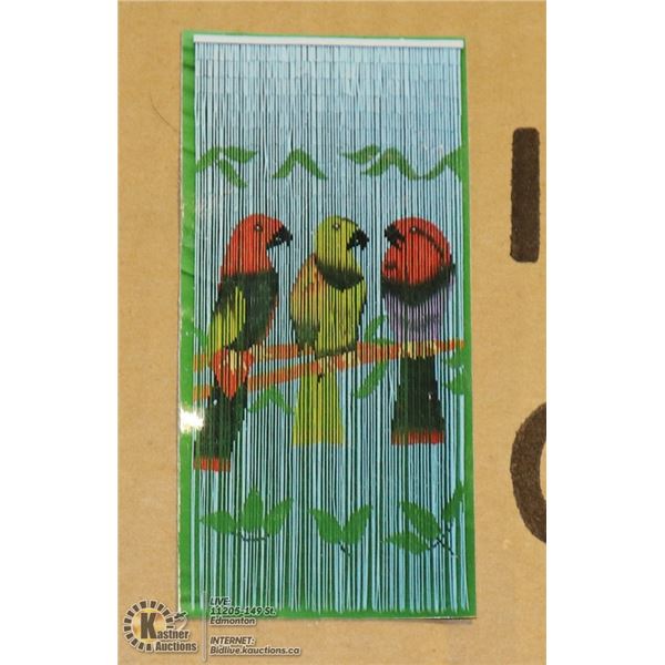 NEW BEADED CURTAIN / WALL HANGING WITH 3 PARROTS