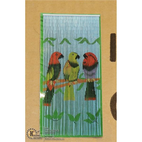 NEW BEADED CURTAIN / WALL HANGING WITH 3 PARROTS