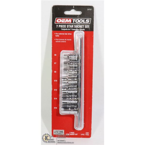 NEW OEMTOOLS 7 PC STAR SOCKET SET